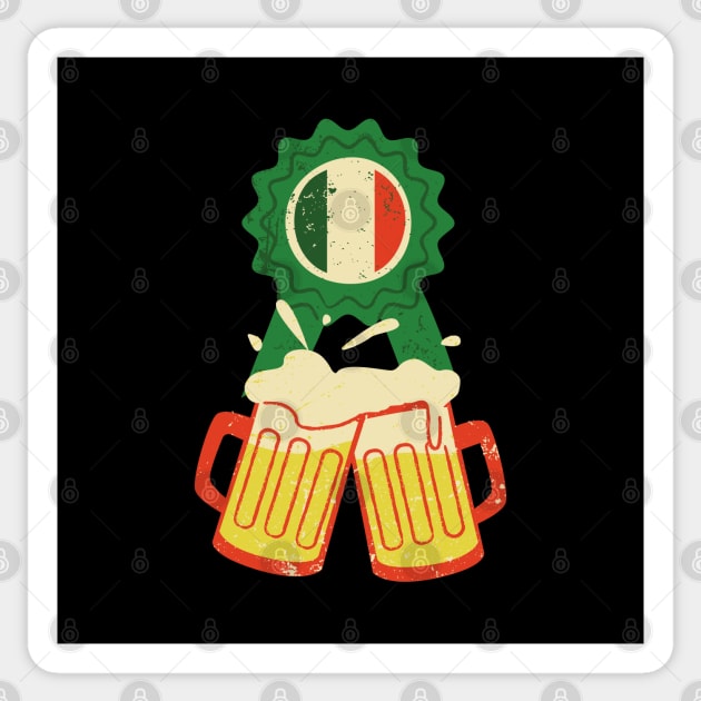 Happy St. Patrick's Day! Celebrate with beers and Irish flag. Cheers! For retro lovers. Sticker by UnCoverDesign